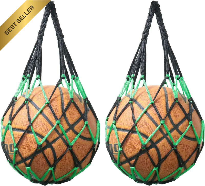 Net Bag 2PCS Black Green Nylon Single Ball Mesh Bag Carrier for Volleyball Baske