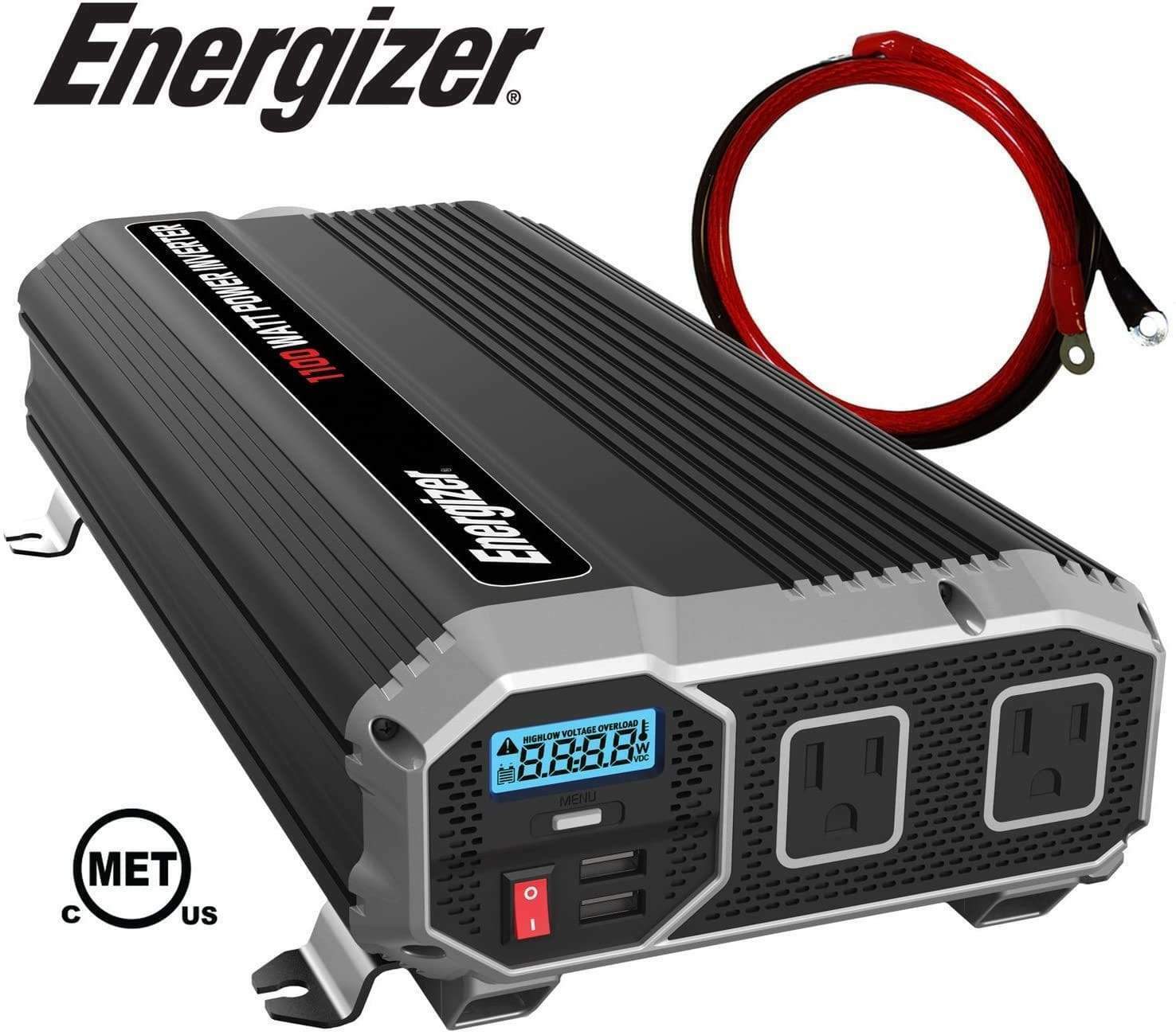 ENK1100 Energizer 1100 Watt 12V DC to 110V AC Power Inverter w/ USB