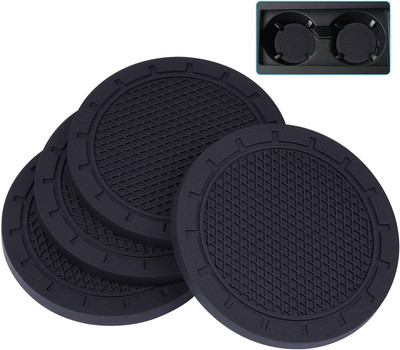 Car Coasters, Wisdompro 4 Pack PVC Car Cup Holder Insert Coaster - anti Slip