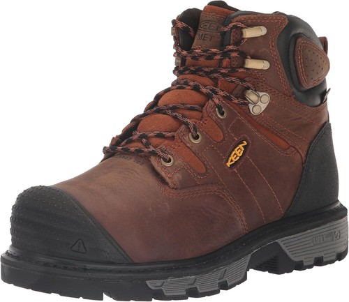 Pre-owned Keen Utility Men's Camden 6inch Composite Toe Waterproof Internal Metatarsal... In Leather Brown/black