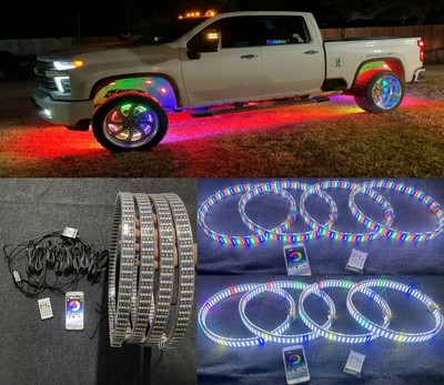 Double Sided Quad Row 15.5'' x4pcs Wheel Rings Light CHASING Flowing Series IP68