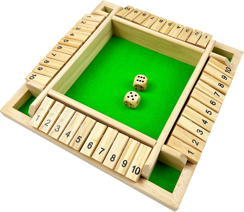 Shut the Box 4 Players - Dice Games,Wooden Board Game,Educational Dice Game for