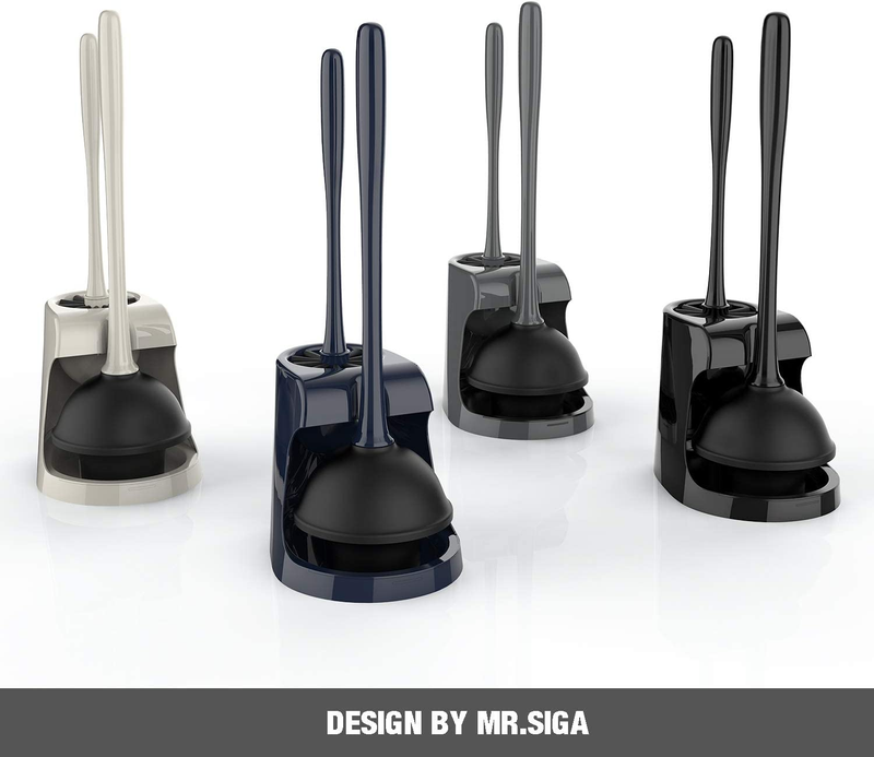 Toilet Plunger and Bowl Brush Combo for Bathroom Cleaning, Black, 2 Sets