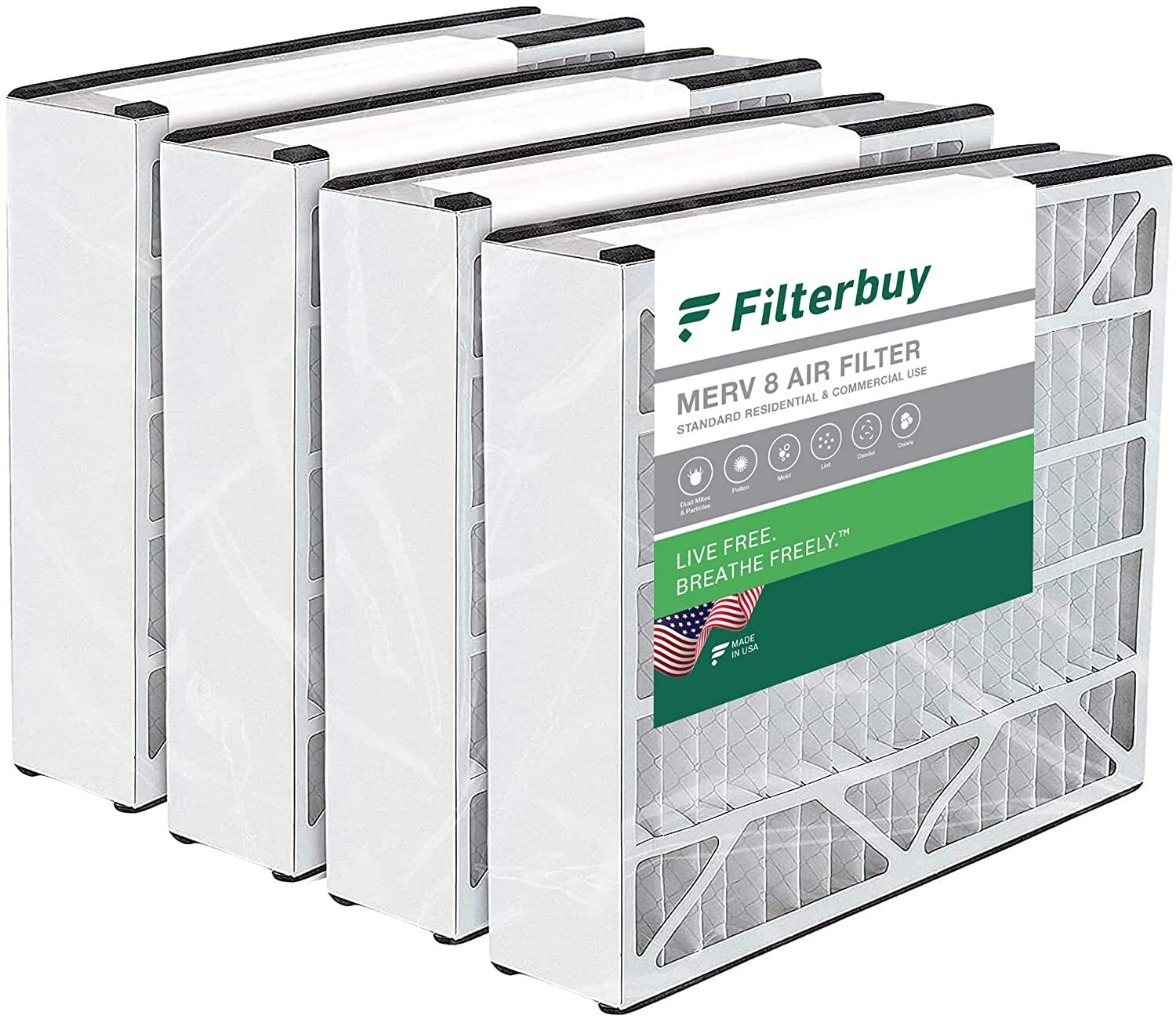 Filterbuy 16x25x3 Air Filters, AC Furnace Replacement for Air Bear (MERV 8)