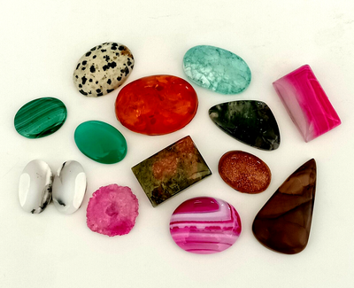 373 Crt.SALE Multi Color Semi Precious Gemstones Free Size Cabs 15 Pc Lot RT 116