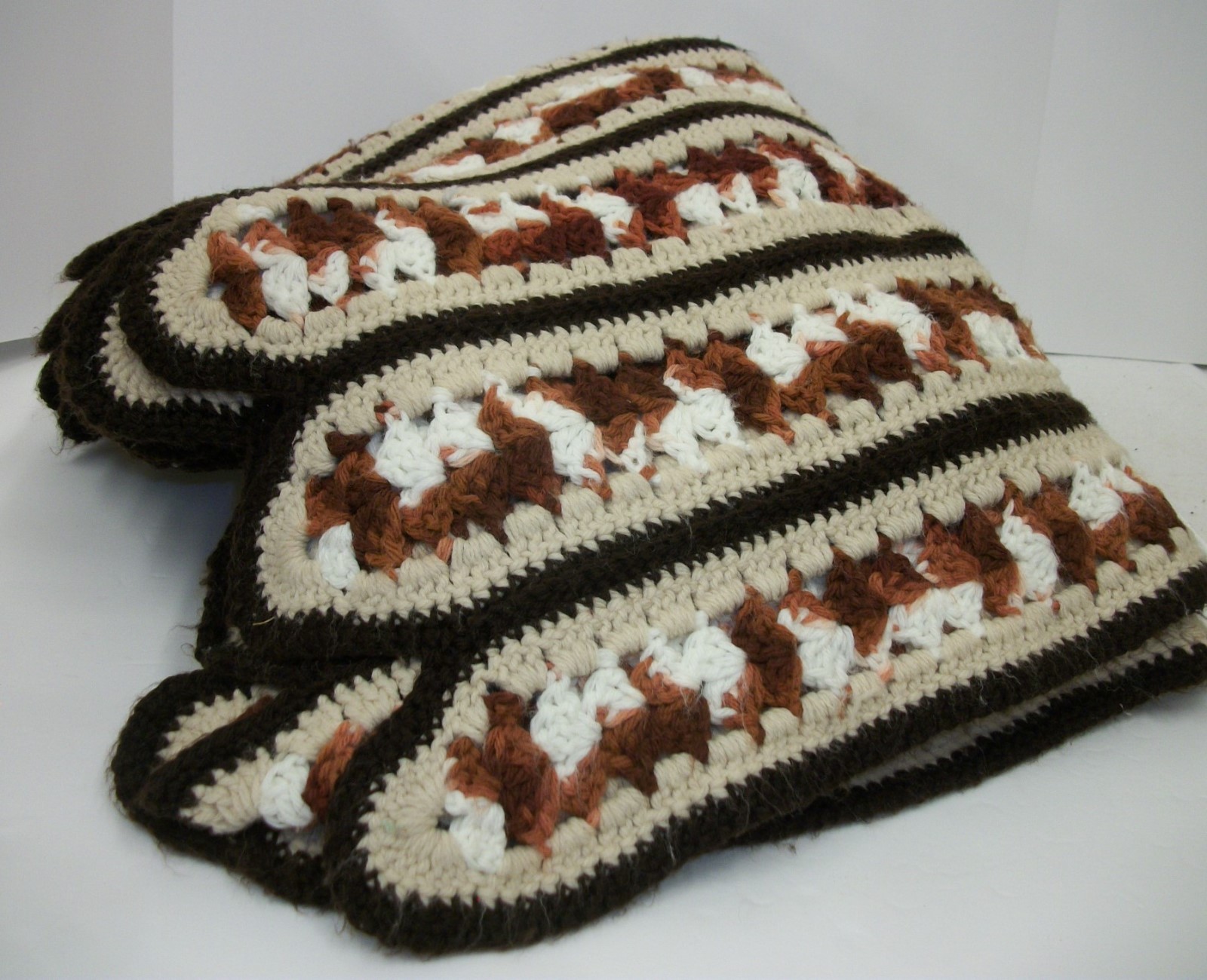 Wonderful Hand Crocheted Afghan - Fall & Winter Colors