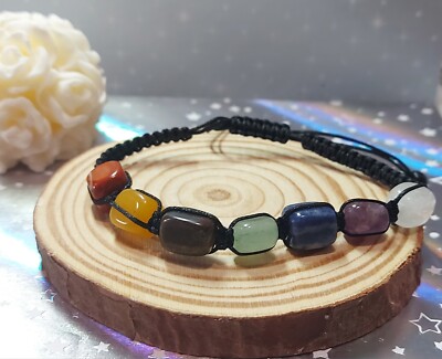 Hand Made  7 Chakra Natural Stones Yoga Bracelet Reiki Healing Crystals