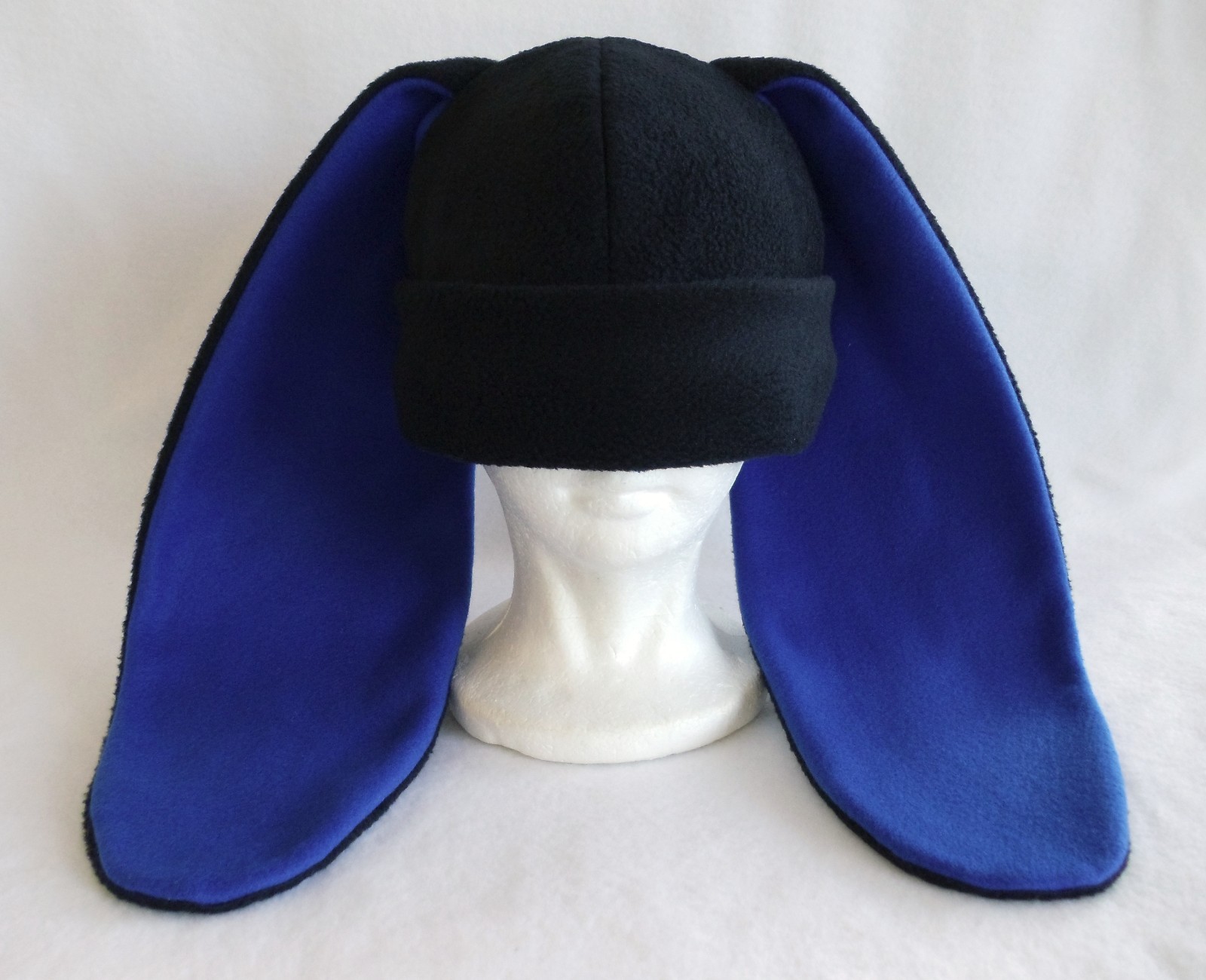 Long ear BUNNY rabbit HAT beanie BLACK & BLUE anime cosplay