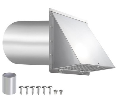 6” Hooded Wall Vent with Screen and Damper