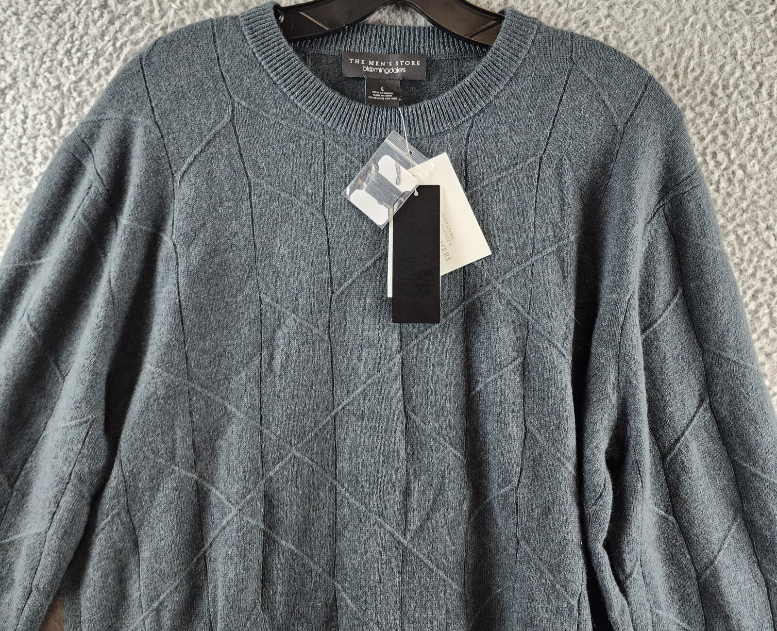 The Men's Store at Bloomingdale's Novelty Stitch Sweater Men's L Slate Green L/S - Picture 2 of 13