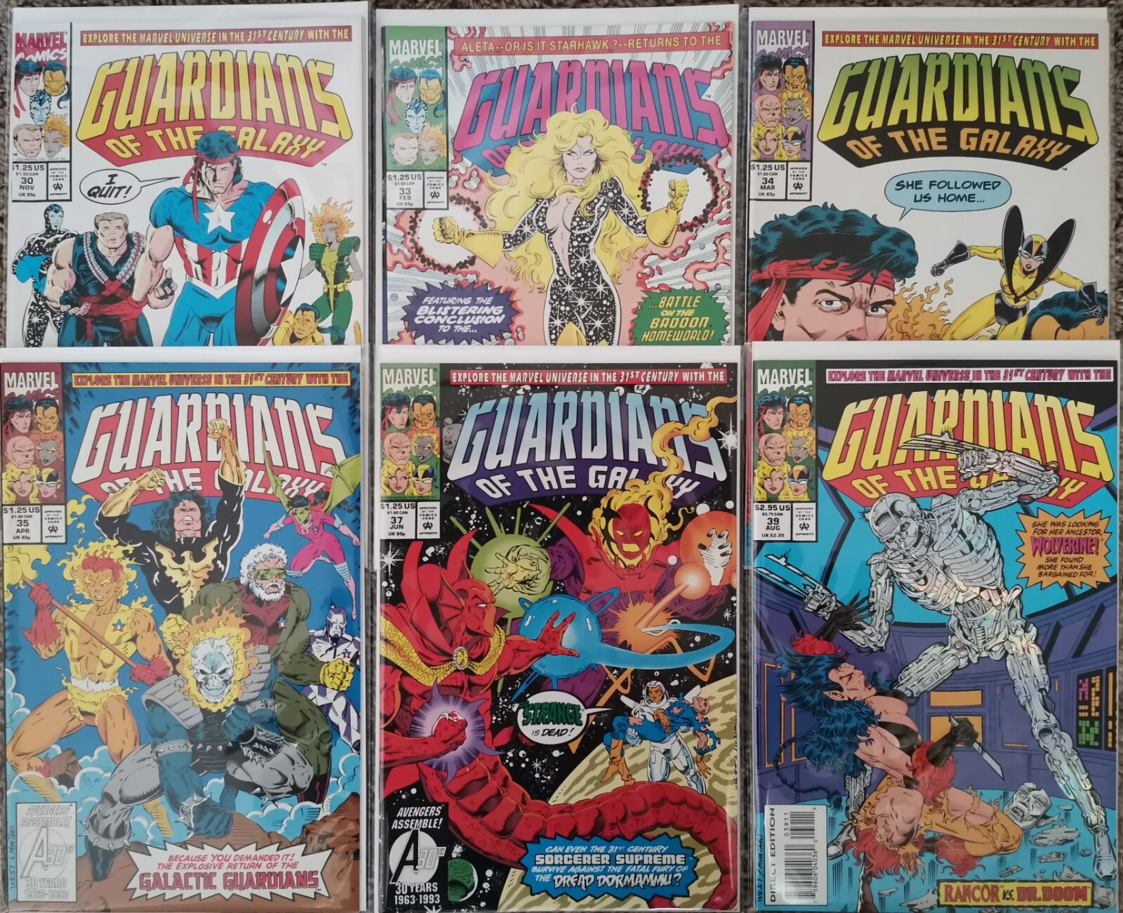 Guardians of the Galaxy Issues #30,33,34,35,37,39 Marvel