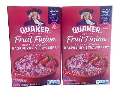 QUAKER Instant Oatmeal Fruit Fusion Raspberry Strawberry 6 - 1.41oz Packets 2 PK