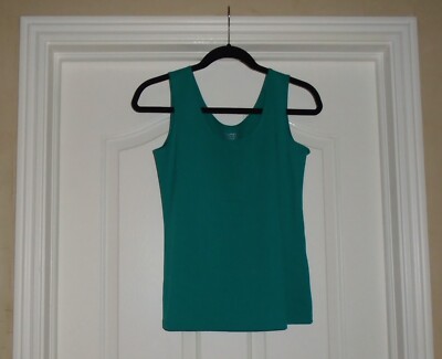 Chico's MICROFIBER TANK Size 1 Medium 8 10 Ceramic Green Basic Scoop NWT $30