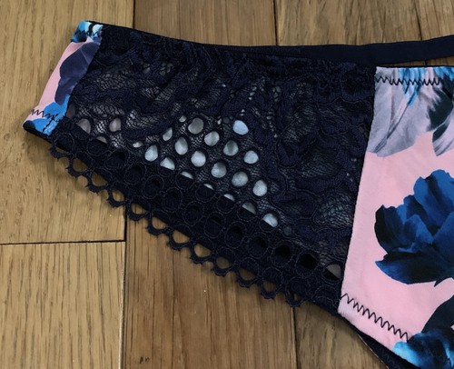 Plus Size 14/16 Lane Bryant Cacique Strappy Cage Back Tanga Lace Pink Navy Blue