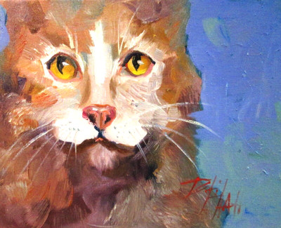 Cat by Delilah impressionist 8x10 oil painting original collectible