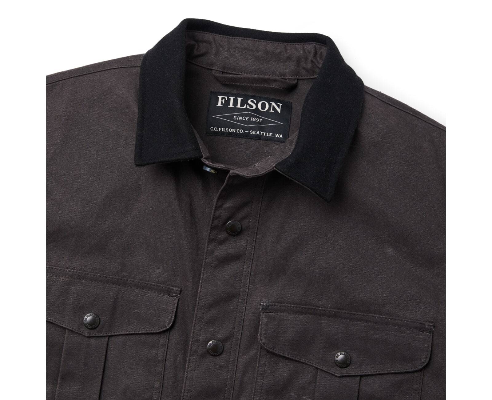 Pre-owned Filson Tin Cloth Jac Shirt 20202580 Jacket Cc Cinder Dark Grey Black Cc Collar In Gray