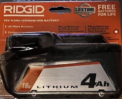 Genuine Ridgid AC87004 4 Ah 18V Compact Lithium-ion Battery - Sealed OEM