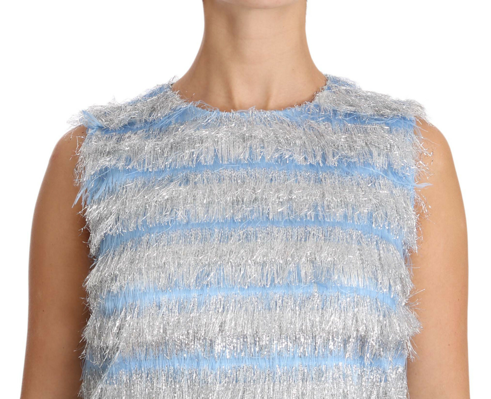 Pre-owned Dolce & Gabbana Dress Light Blue Silver Shift Gown S. It38 / Us4 / Xs Rrp $4200