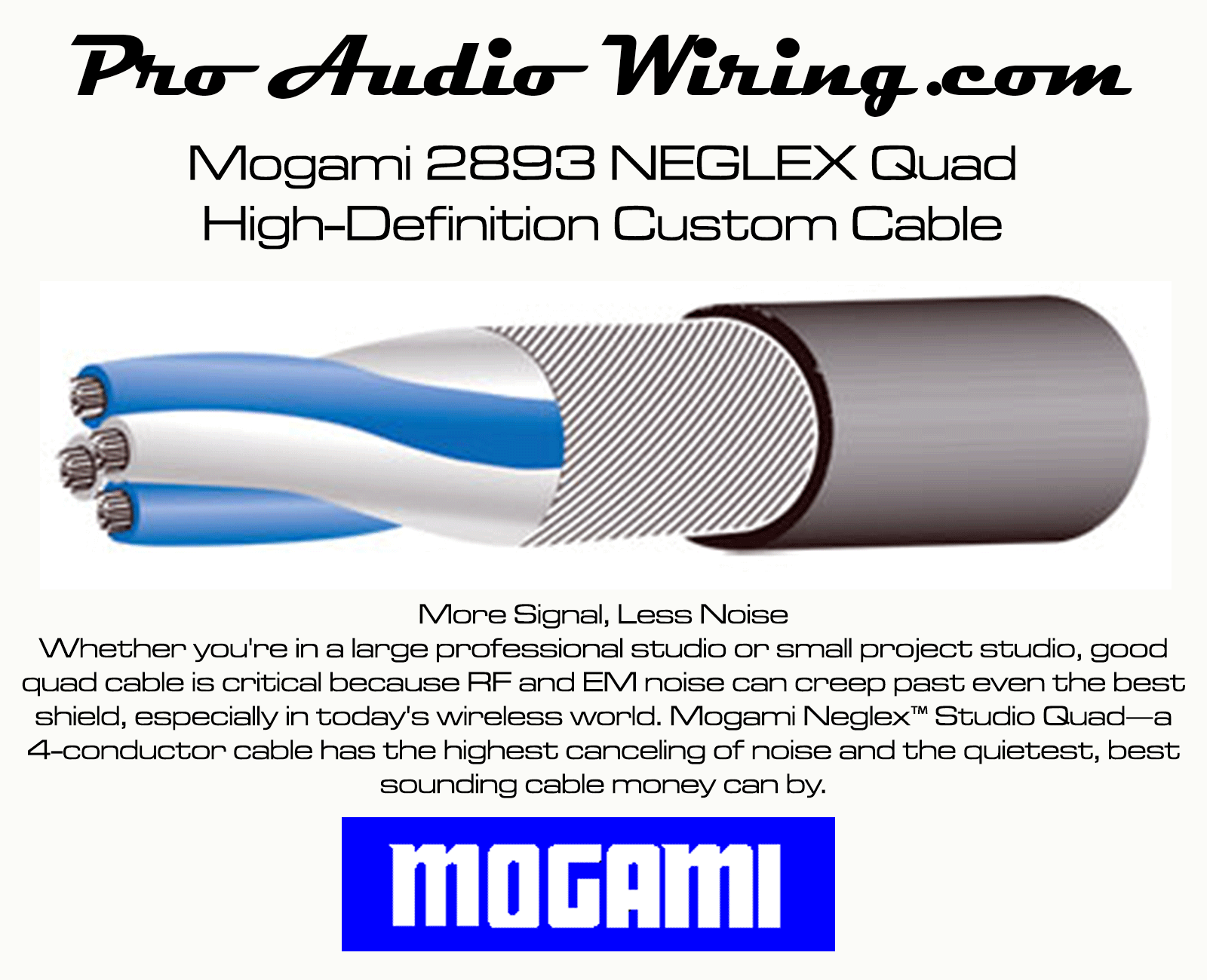 MOGAMI 2893 NEGLEX Quad High-Definition TT Studio Patch Cable (Red) - 3ft.