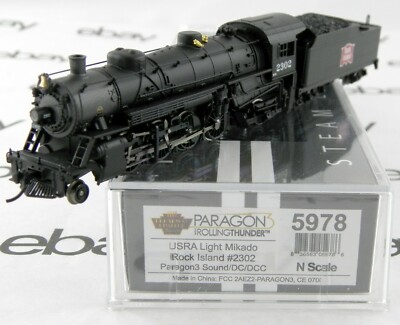 N Scale USRA Light Mikado w/Paragon3 Sound/DC/DCC - Rock Island #2302 - BLI 5978