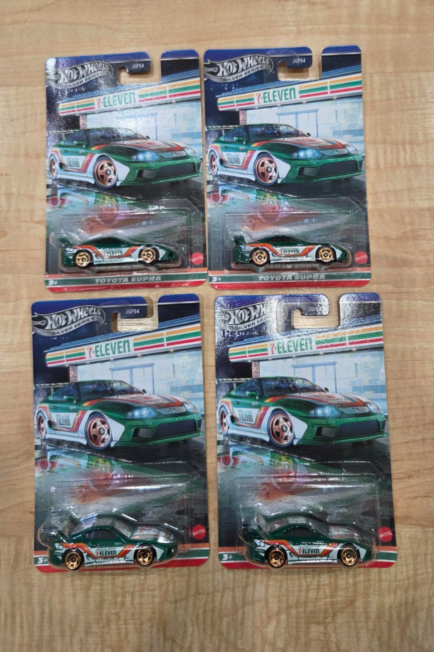 4) Four Hot Wheels Silver Series 7/11 Toyota Supra 7-Eleven