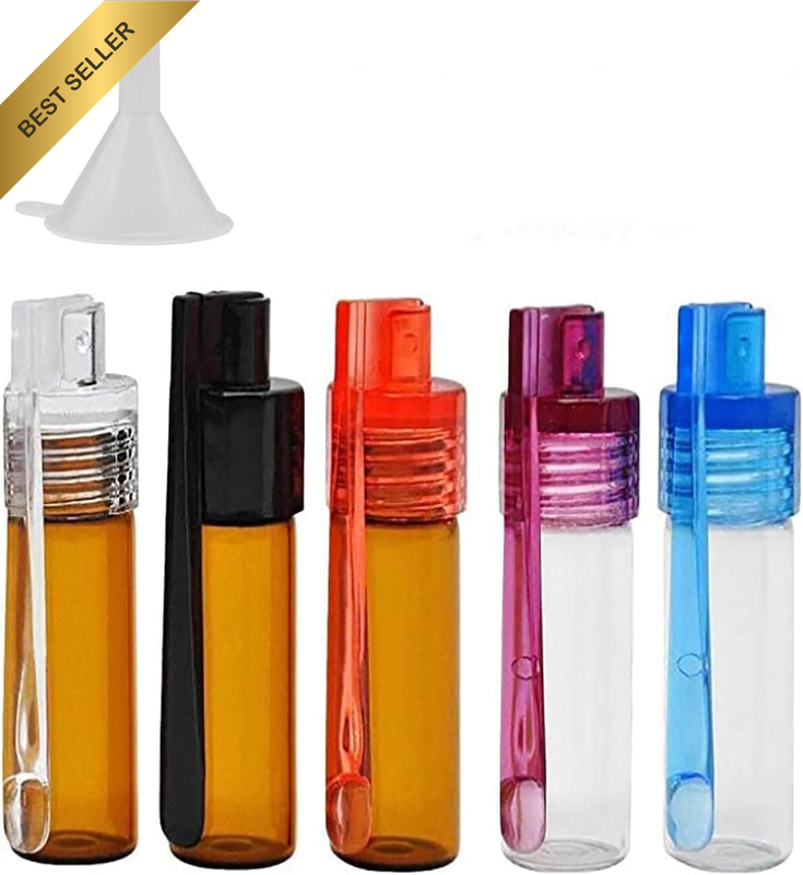 51Mm Spice Powder Tool with Spoon Bullet Glass Small Storage Bottle with Micro F