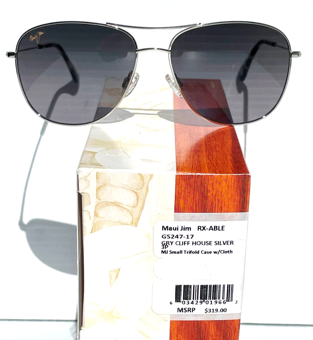Pre-owned Maui Jim Cliff House Silver Polarized Grey Lens Sunglass Gs247-17 In Gray