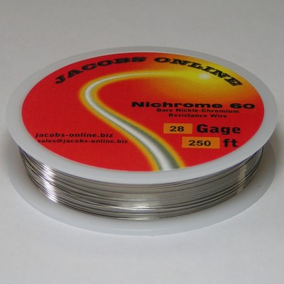 Nichrome 60 resistance wire, 28 AWG (gauge), 250 feet