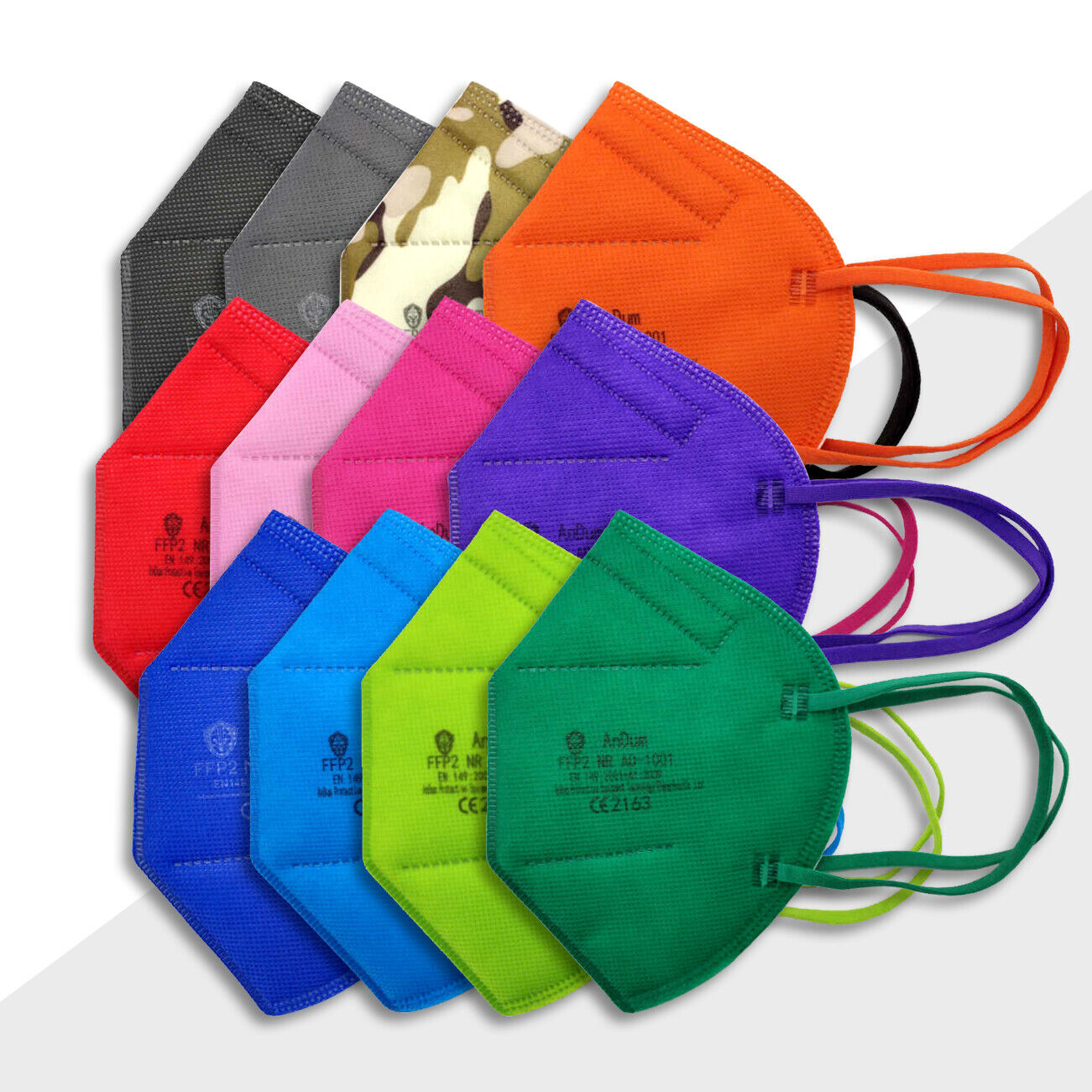 ✅ 5x FFP2 Maske Bunt Farbig Atem Mund Schutz | zertifiziert ✅TÜV CE 2163 🇩🇪DE 