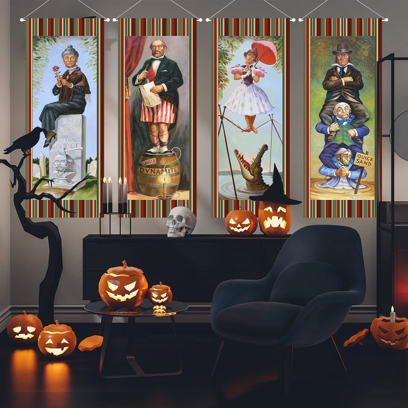 Haunted Mansion Stretching Portraits Outdoor Vinyl Halloween Decoration Set of 4