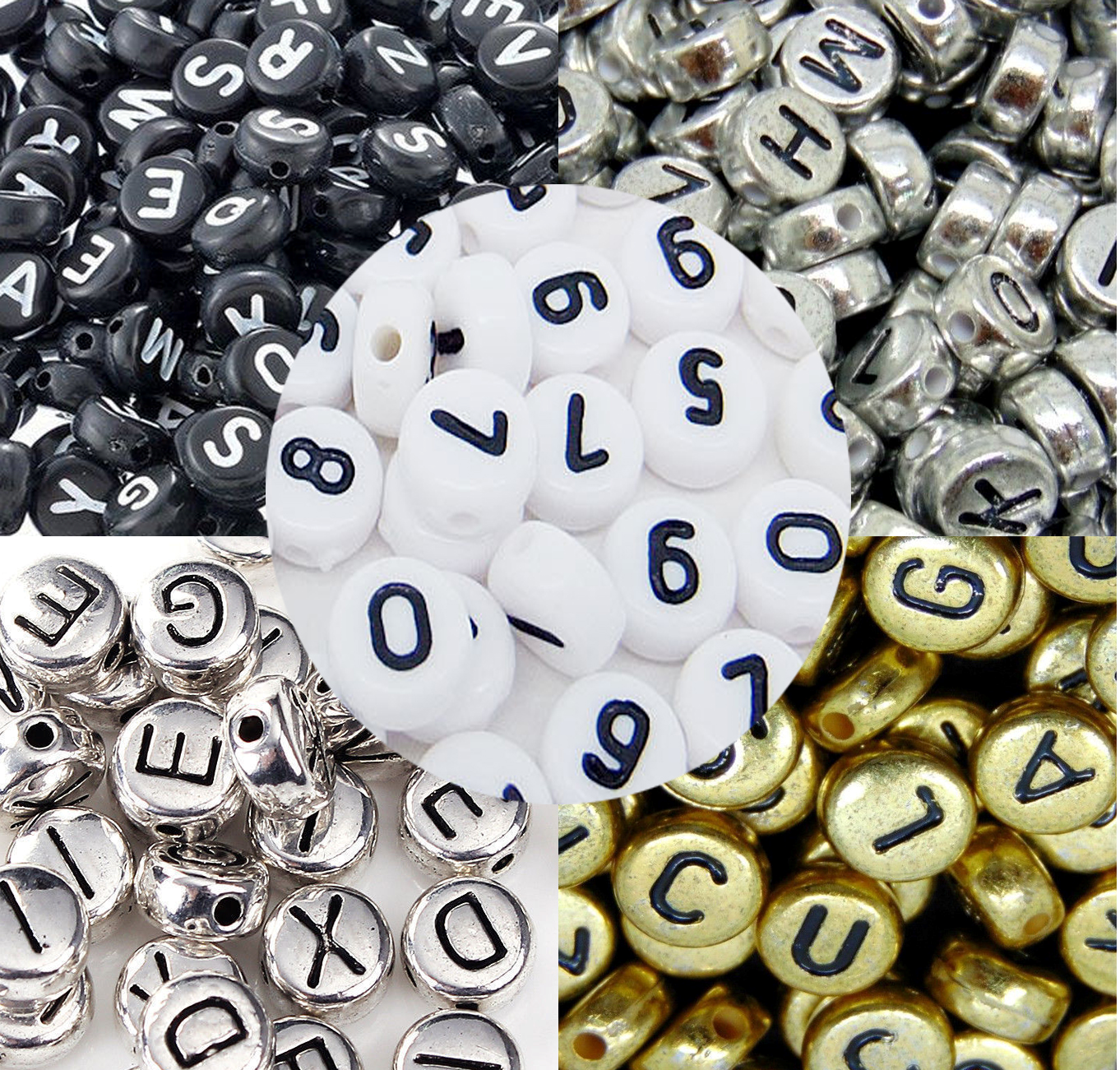 100pcs 6mm Flat Round Alphabet Number Letter Beads for Crafts