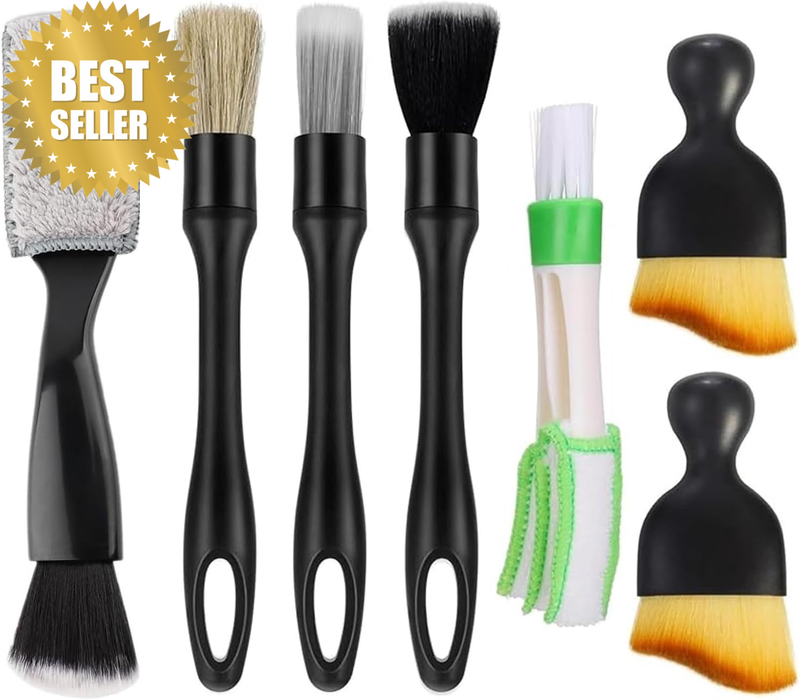 7Pcs Car Detailing Brush Set, Car Interior Detailing Brushes Auto Ultra-Soft Det