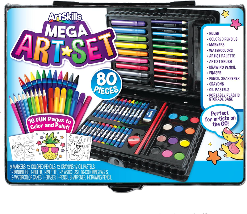 Mega Art Set, Arts and Crafts Supplies, Includes Colored Pencils, Stencil Letter