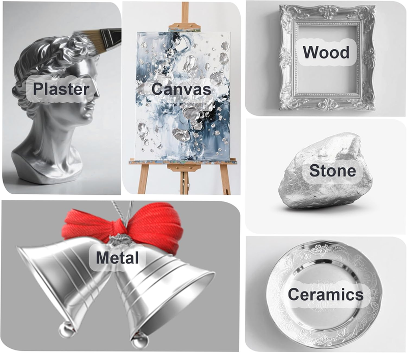 Liquid Silver Leaf Paint, Water-Based Silver Liquid Gilding 100ml and Gloss Varn