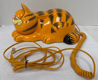 Vintage Garfield Telephone Tyco Phone Landline 1980s Eyes Open & Close Works