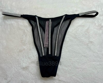  Victoria's Secret Shine Rhinestone Strap Sheer Thong Size Small/Medium/Large