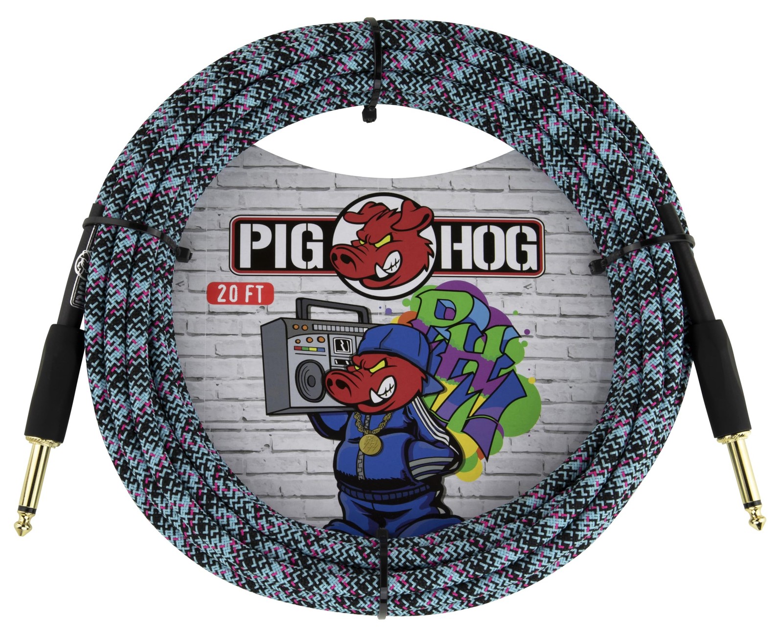Pig Hog PCH20GBL Instrument Cable, Blue Graffiti