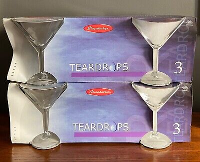 PASABAHCE 'TEARDROPS' MARTINI GLASSES / SET OF 6 / 10.75 OZ / NIP / RARE BRAND