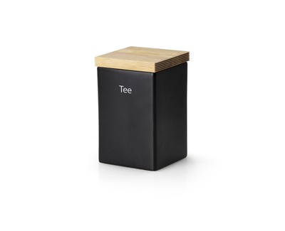 Continenta Vorratsdose mit Holzdeckel quadratisch 1000ml schwarz Vorratsbox Dose