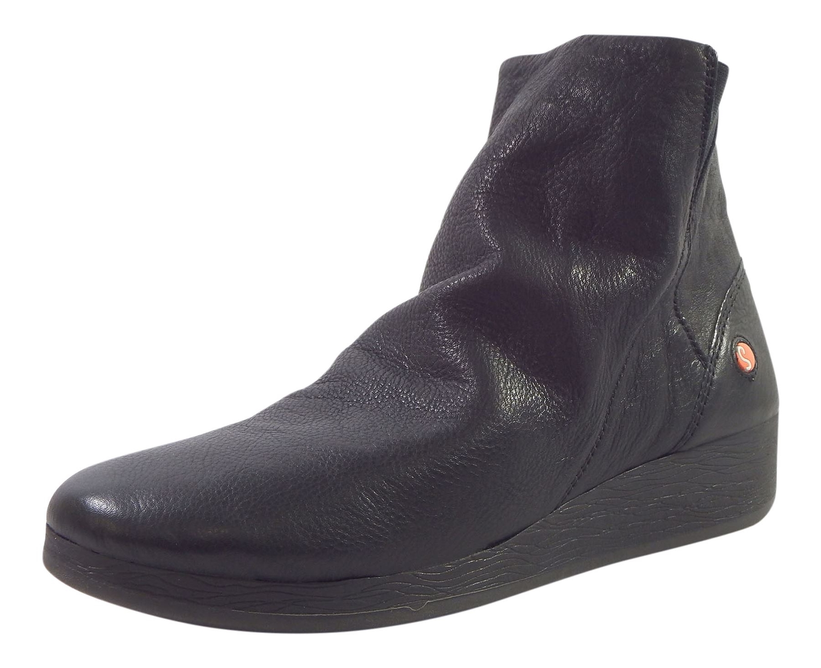 Softinos AY0411SOF Purple Soft Smooth Leather Zip Ankle Boots