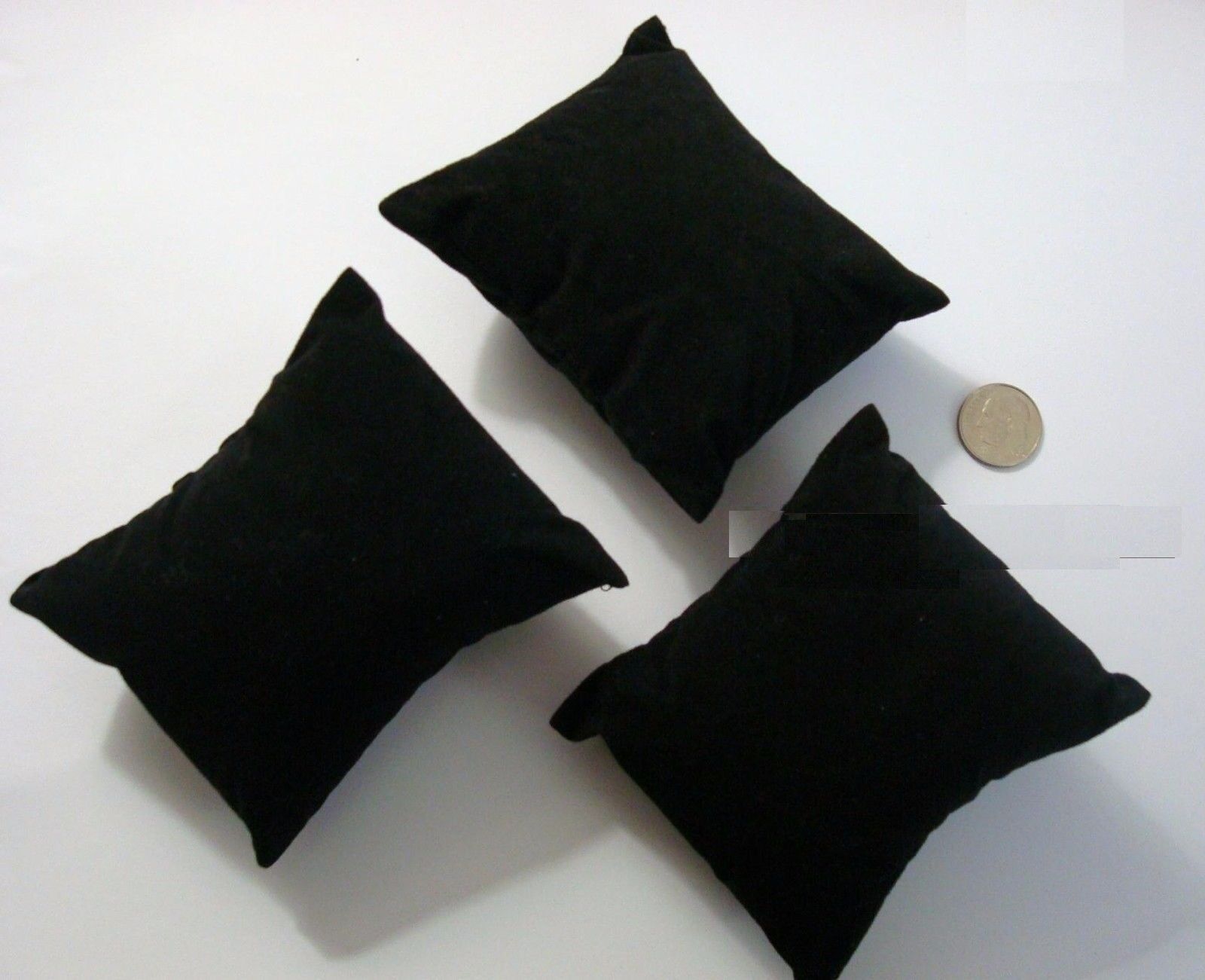 3 Black velvet bracelet watch pendant display pillows 3 1/4