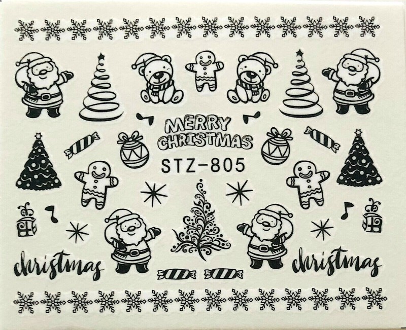 Weihnachten Nail Art Nagel Sticker Wasser Transfer Weihnachtsbaum Stz-805-0972