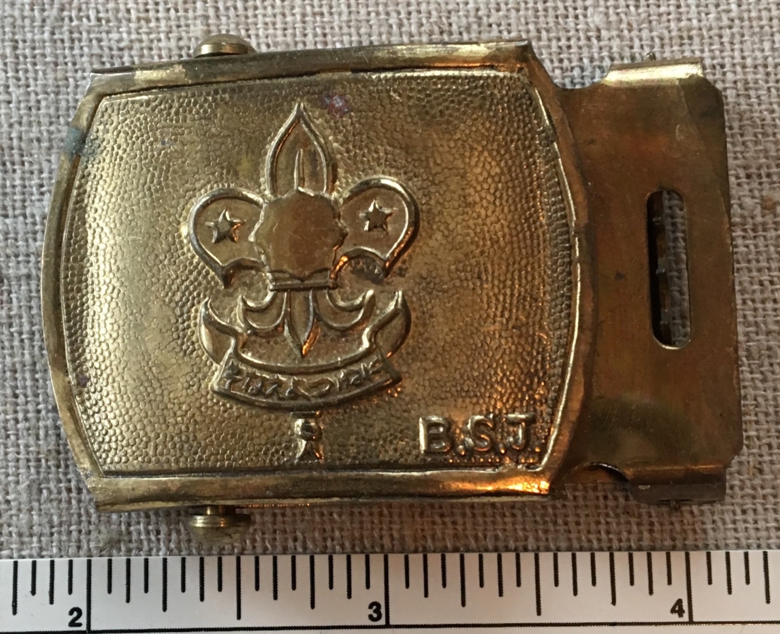 Vintage 1950s Boy Scouts of Japan Brass BELT BUCKLE BSJ