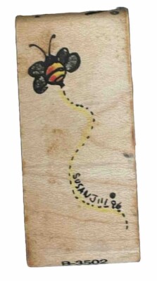 Buzzin  By Bumblebee Flight Path Track Insect Pollinator Wood Rubber Stamp