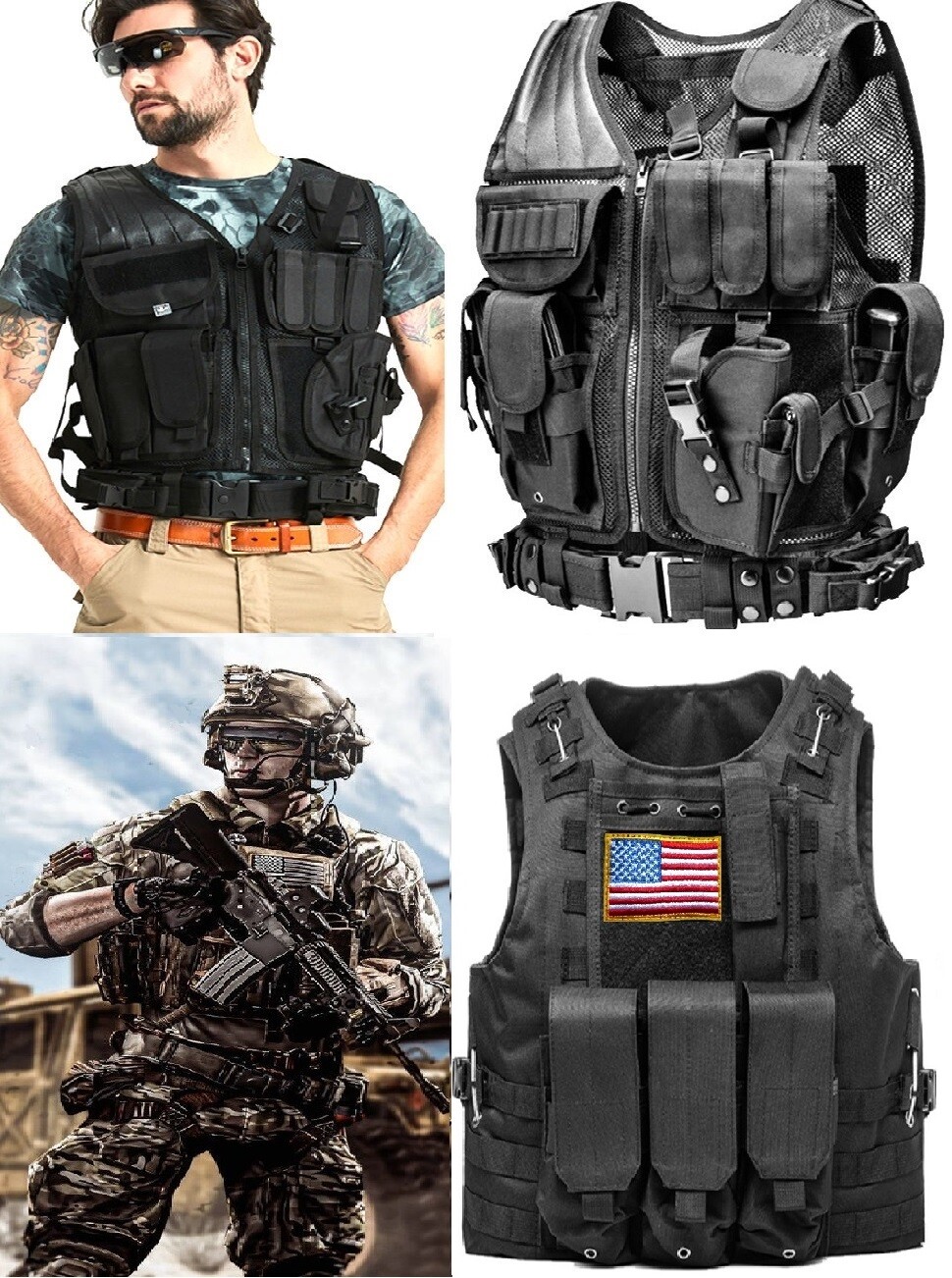 U.S Tactical Vest Military Airsoft Hunting Combat Training U.S Tactical Vest Military Airsoft Hunting Combat Training