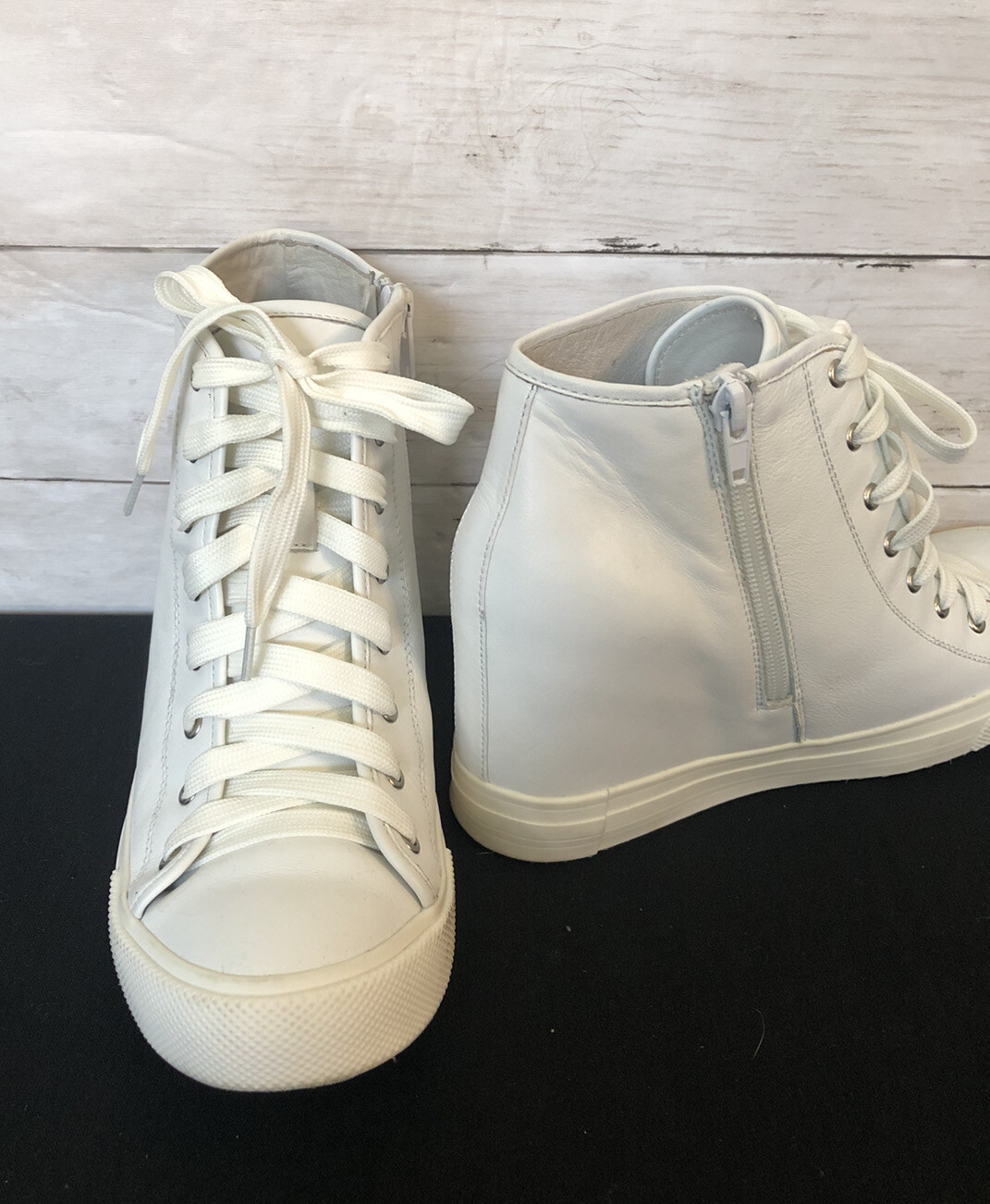IBIZA Jeffrey Campbell Ankle Platform Wedge Sneakers White Faux Leather  Size 9.5: купить с доставкой из США, цена 3 067 руб - (184867926334)