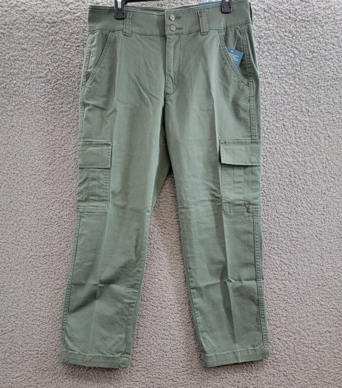 JAG High Rise Stretch Slim Tapered Leg Cargo Pants Women's 12/27 Sage Button Zip - Picture 2 of 18