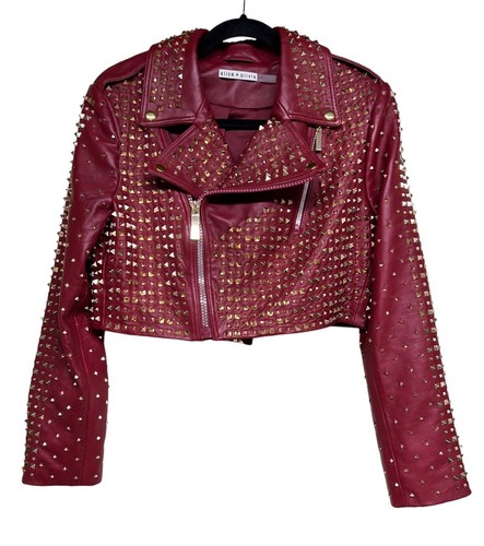 アリスオリビア　ジャケット　　　　　　　　　1438 Alice + Olivia Harvey Draped Open-Front Leather Jacket