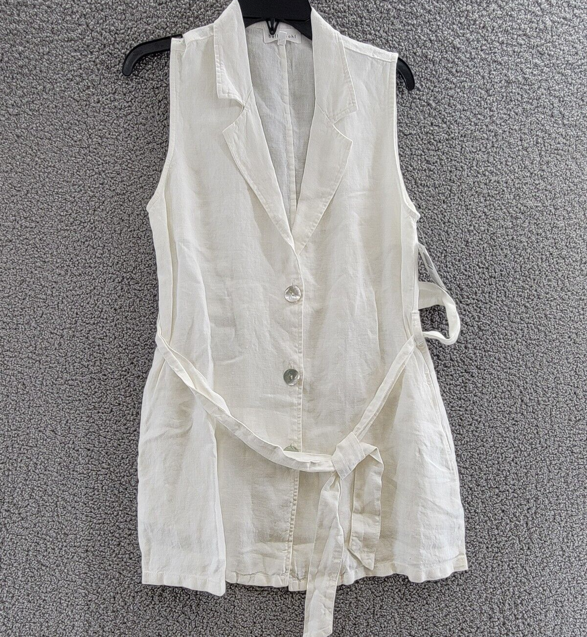 Bella Dahl Linen Belted Blazer Dress Women's M White Collated Button Closure - Picture 2 of 16