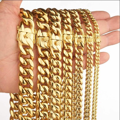 Mens Luxury Necklace 18K Gold Cuban Chain Fashion Jewelry For Men Best (Best Gold For Jewelry)